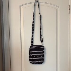 Black and White Striped Crossbody Bag